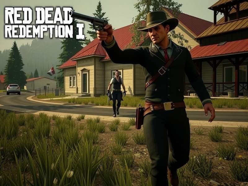 Red Dead Redemption game scene with cowboy riding horse