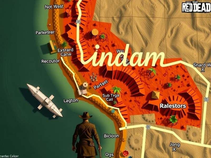 Concept art map overlay showing potential RDR3 regions based on historical US expansion