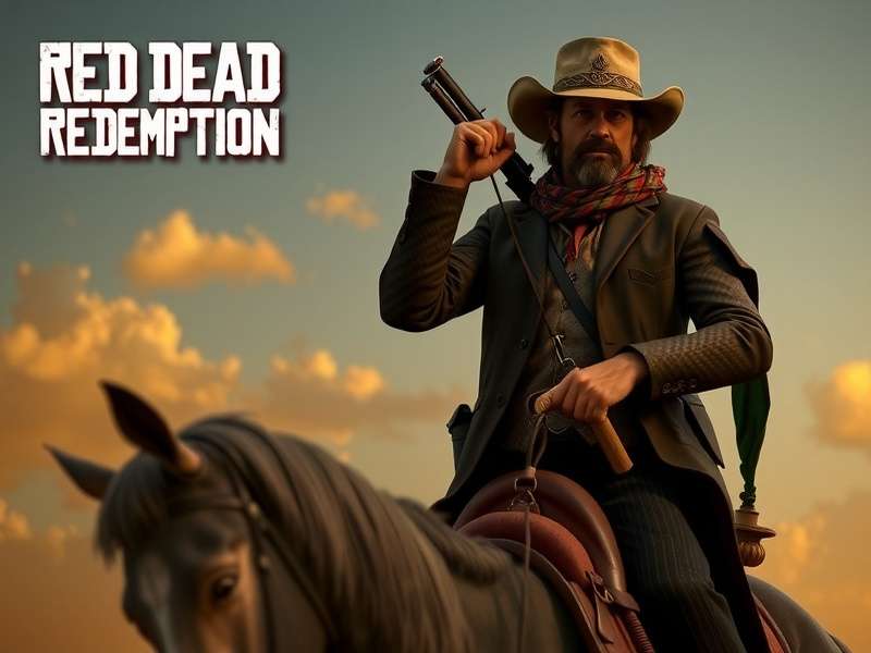 Concept art merging Red Dead Redemption's cowboy protagonist with the Netflix logo interface