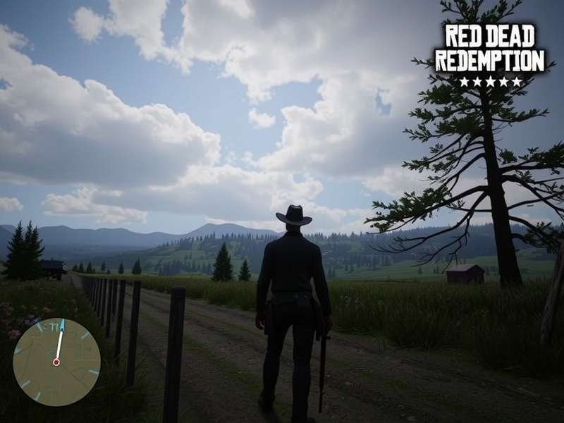 Red Dead Redemption 1 landscape with cowboy on horseback