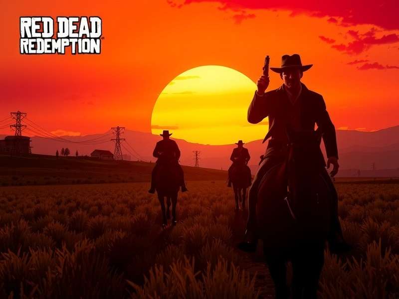 John Marston standing on a cliff overlooking the vast Red Dead Redemption landscape at sunset