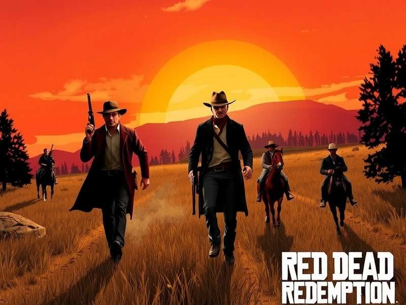Red Dead Redemption scenic wallpaper featuring a cowboy on horseback in the desert