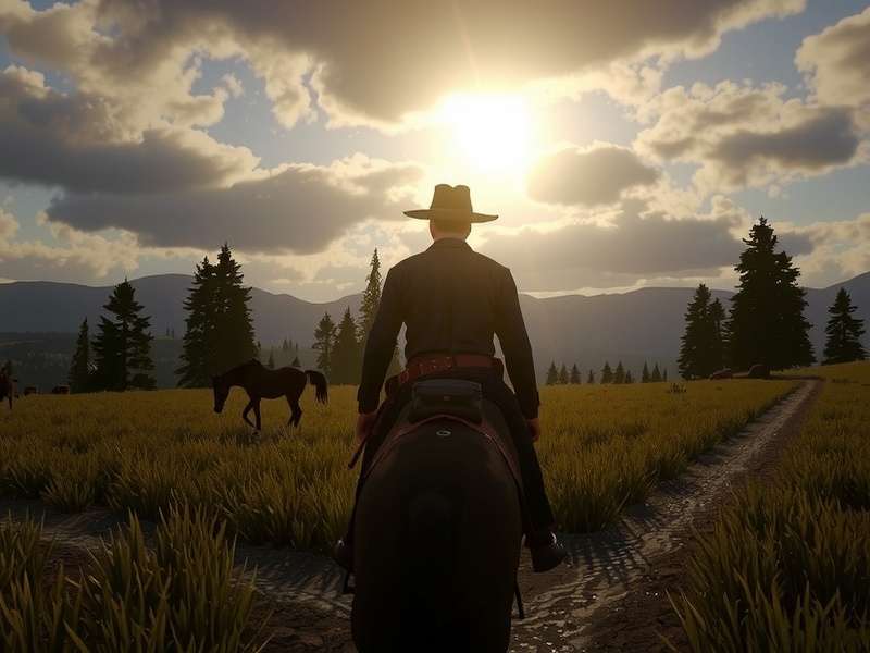Arthur Morgan on horseback overlooking a valley in Red Dead Redemption 2