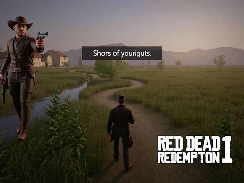 Screenshot of Red Dead Redemption 1 on PC with graphical enhancement mods applied, showing a detailed landscape and character