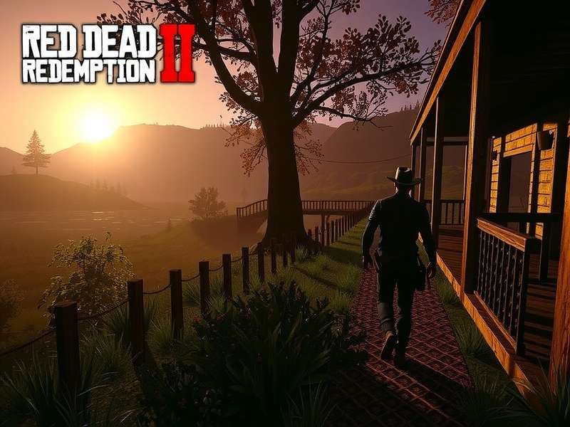 Red Dead Redemption 3 PS4 concept art showing a cowboy in a sunset