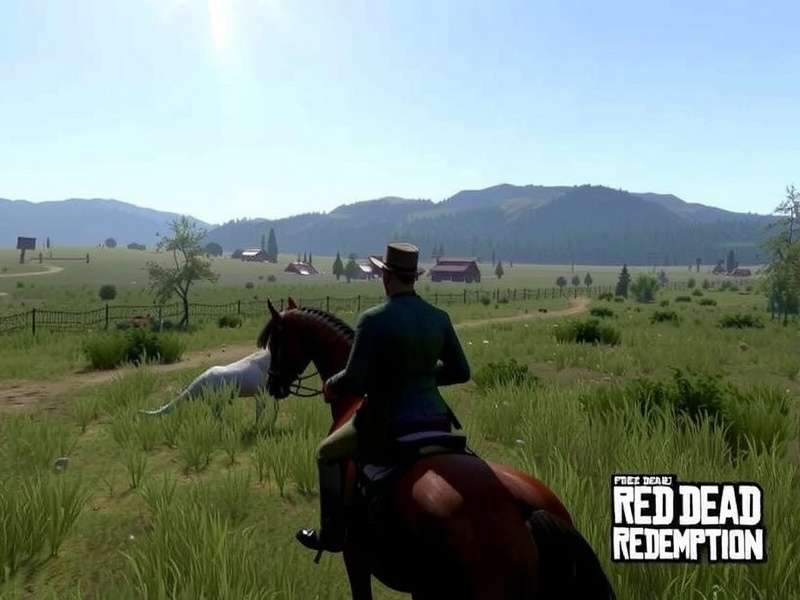 Red Dead Redemption 2 landscape with a shooter aiming