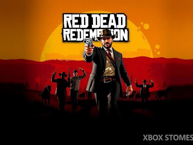 Red Dead Redemption gameplay screenshot on Xbox Series X showcasing a sunset over the plains