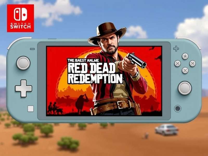 Red Dead Redemption on Nintendo Switch Lite - Cowboy holding console
