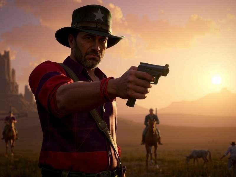 Conceptual art of a potential Red Dead Redemption 3 setting with rugged mountains and a lone rider