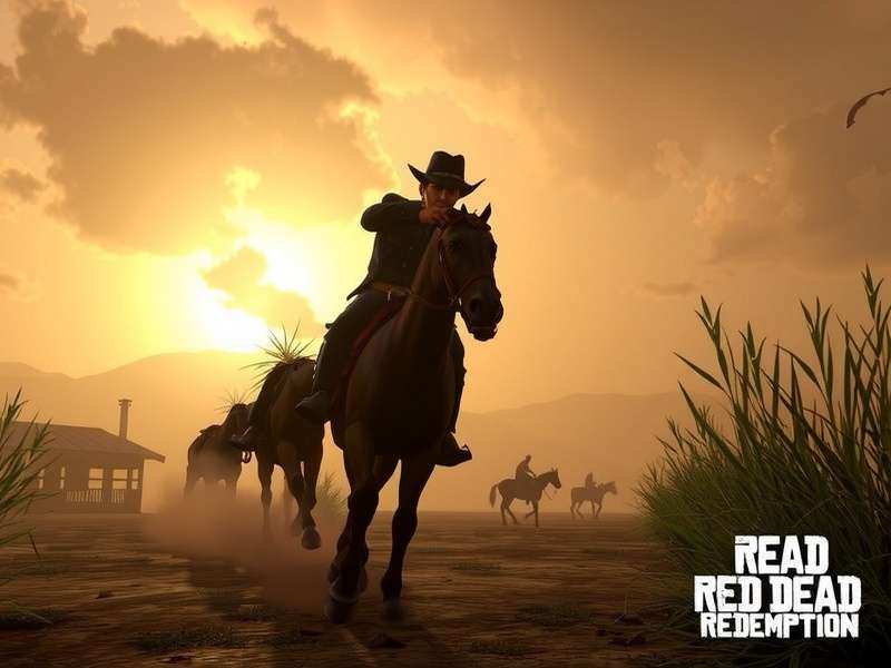 Red Dead Redemption – Epic Wild West landscape featuring a cowboy at sunset