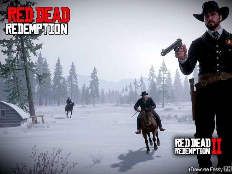 Red Dead Redemption 1 Western landscape with John Marston on horseback