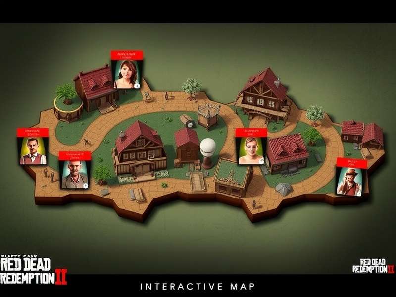 Red Dead Redemption 2 Interactive Map showing the vast frontier landscape with markers and navigation overlays
