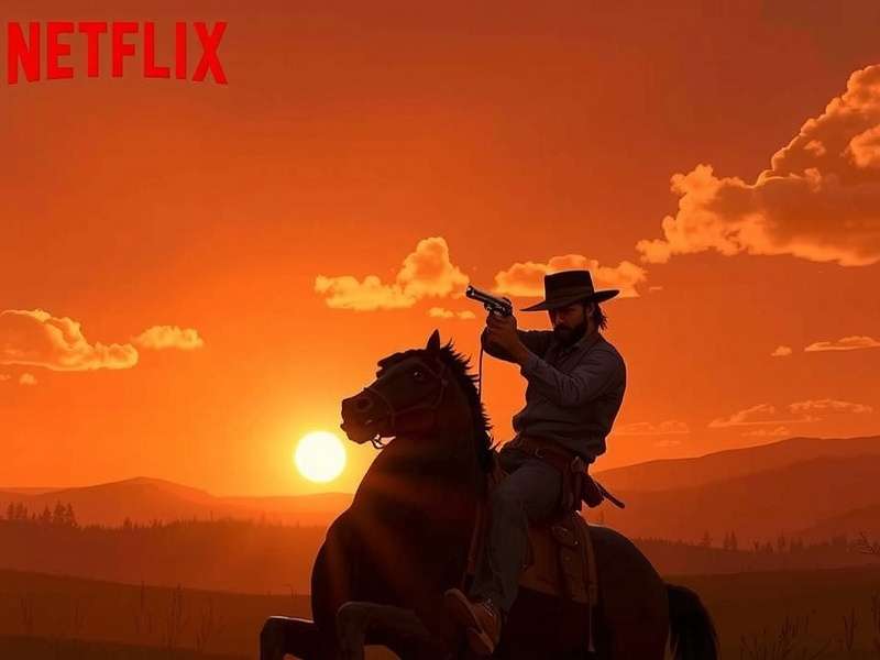 Red Dead Redemption 2 Wild West landscape with a lone rider at sunset